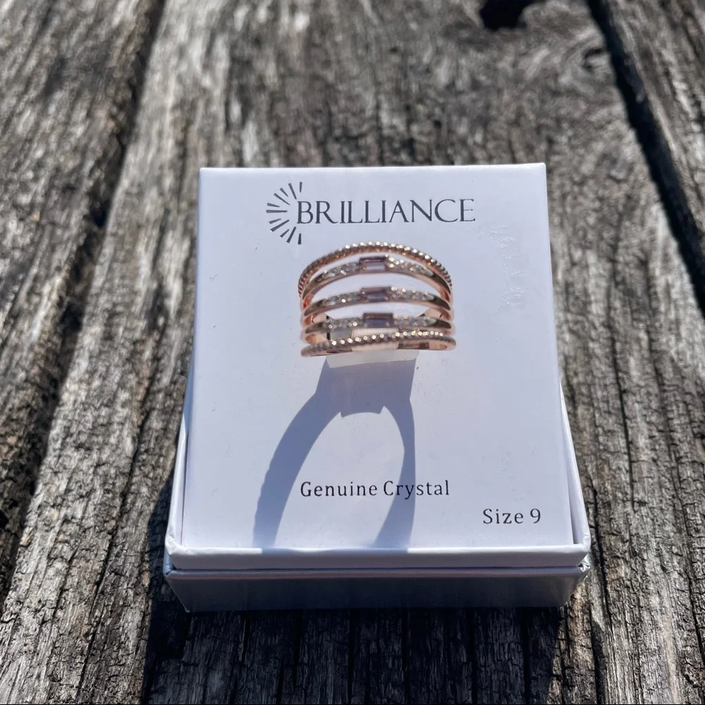 7, 8, 9 NWT brilliant genuine crystal rose gold plated ring - Picture 6 of 12
